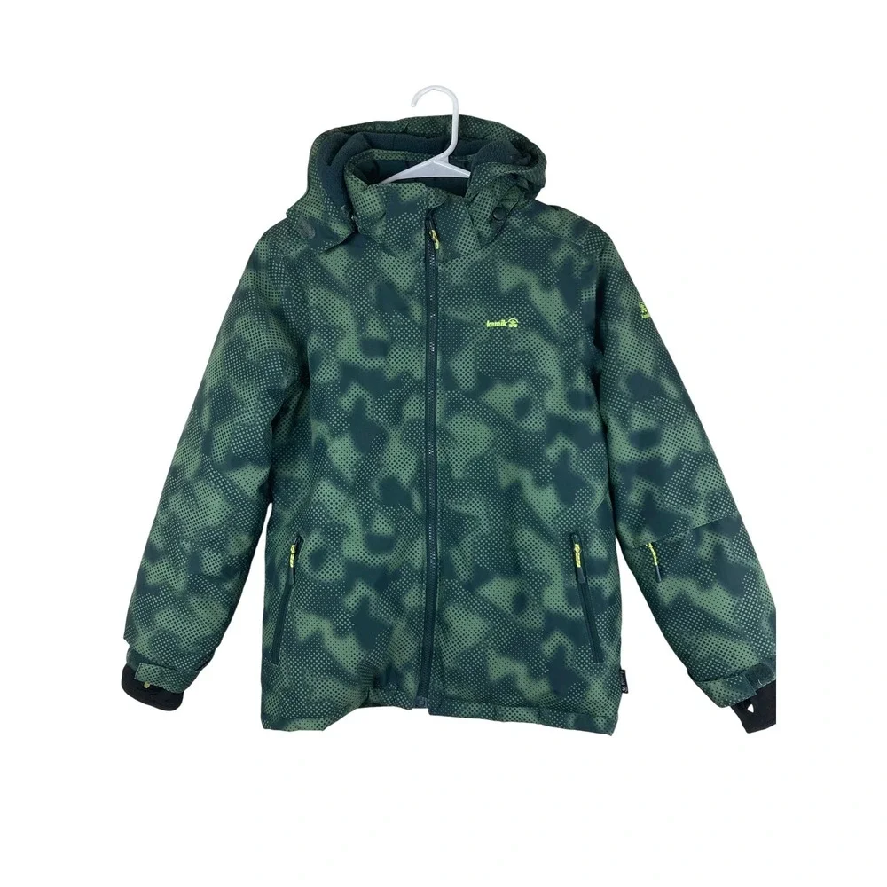 Kamik Winter Jacket Boys sz 12 Green Camo Insulated Ski Coat School Warm Outdoor